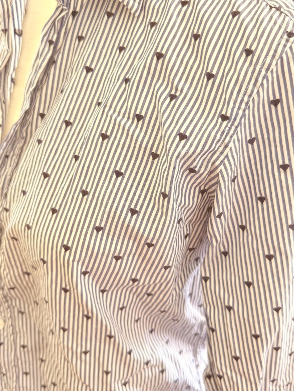 Frank & Eileen Frank Navy Hearts Striped Button Down M - Picture 7 of 11